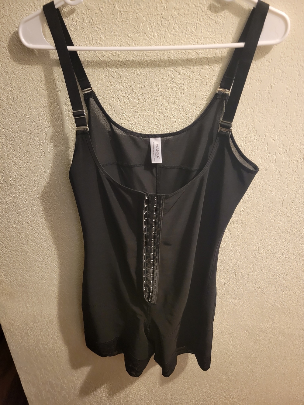 YIANNA Black Firming Shapewear Bodysuit with Front Hook Closure
